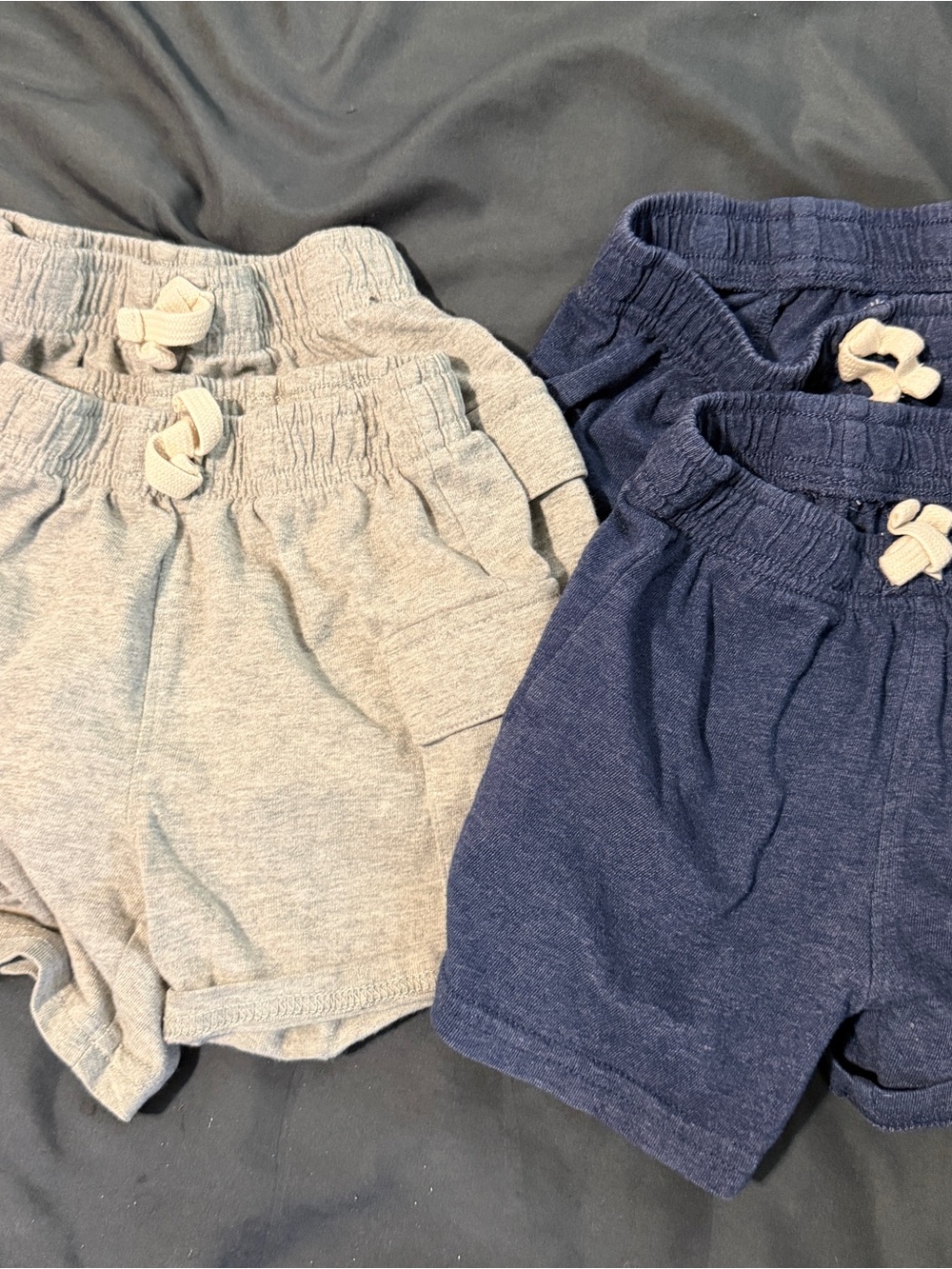 4 pack Kids Cotton Pull-On Shorts - Navy & Light Gray